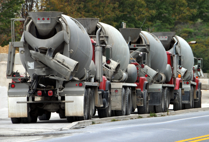 Ready Mix Cement Trucks in a Row